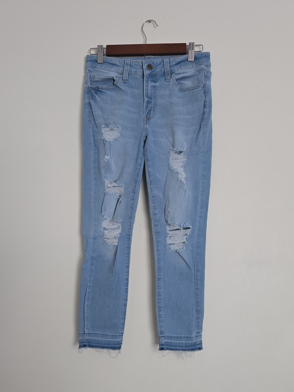 Crop Distressed Mid-Rise Jeans